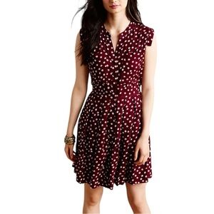 11.1 tyhlo Anthropologie womens large dress burgundy polka dot pattern work casu